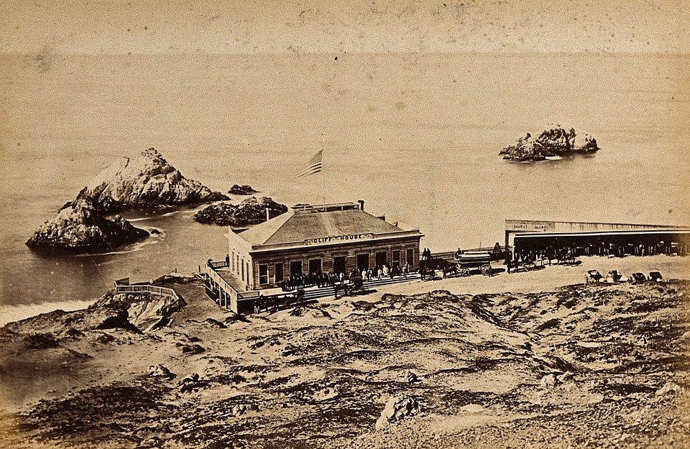 San Francisco, California: the first Cliff House. Photograph by Carleton E. Watkins, ca. 1868.