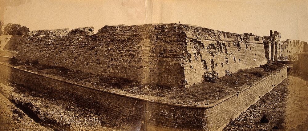 India: ruins of main breach and Cashmere Gate and bastion, near Delhi. Photograph by F. Beato, c. 1858.