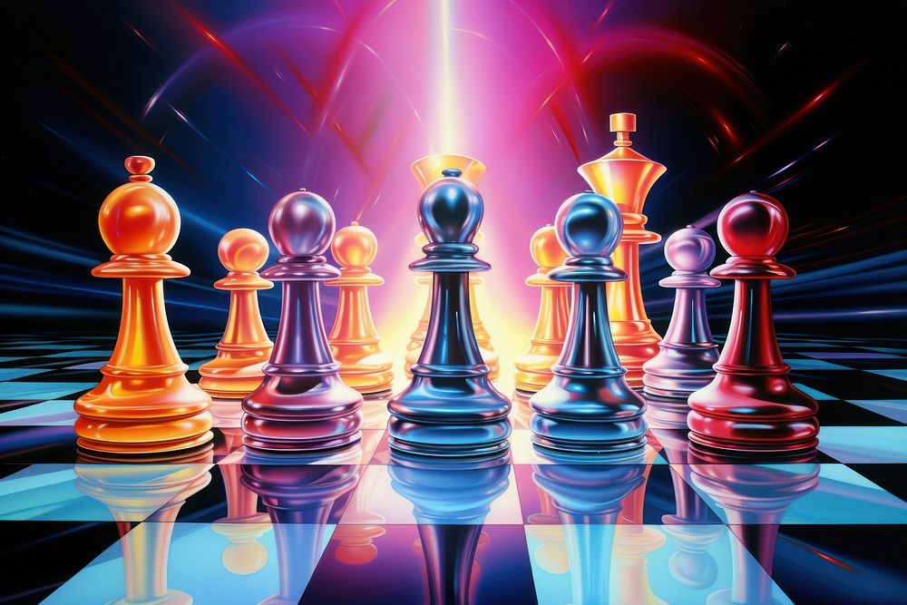 Airbrush art of chess game intelligence competition.
