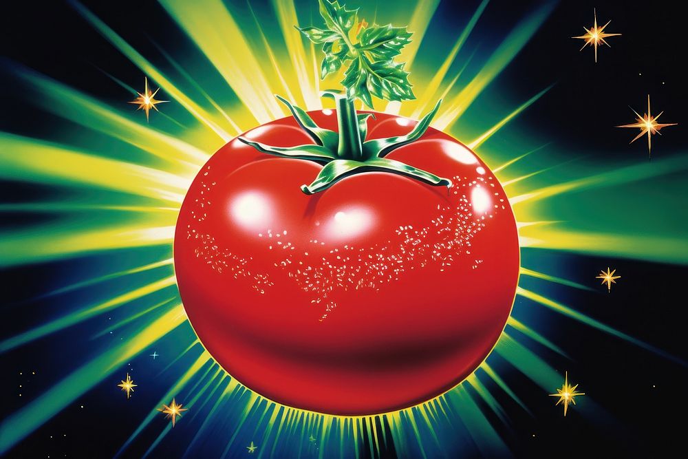 Airbrush art of a tomato vegetable plant food.
