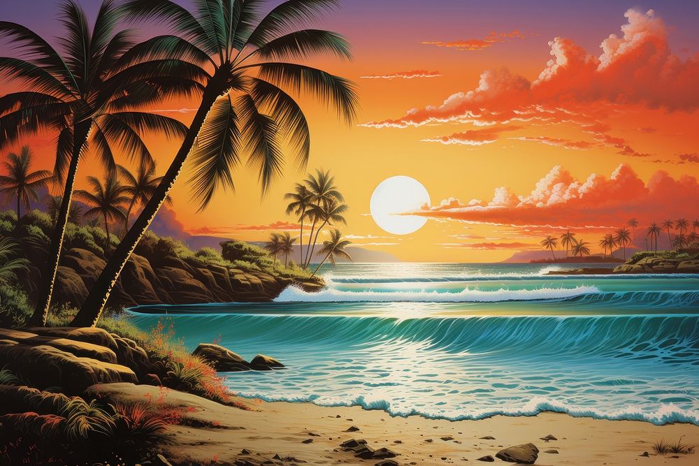 A tropical beach landscape outdoors tropics.