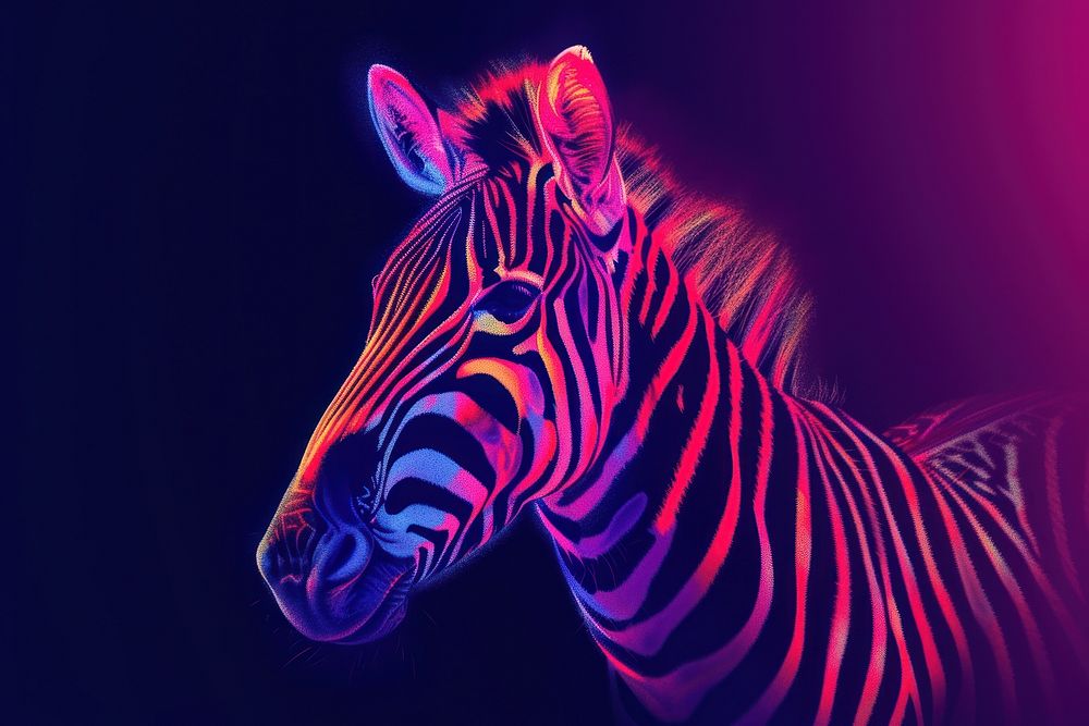 A beautiful neon zebra wildlife animal mammal.