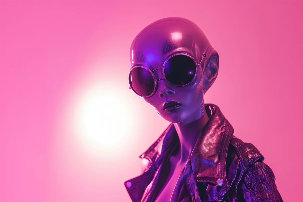 Alien women purple accessories technology.