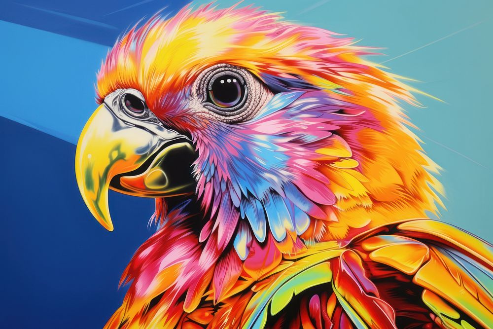 Airbrush art of a bird parrot animal beak.