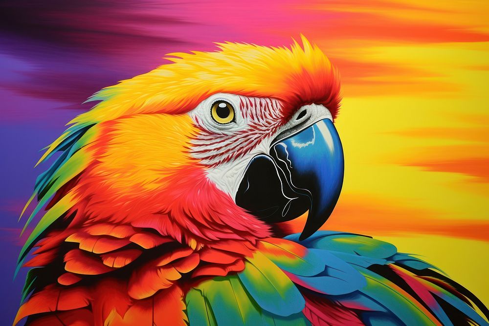 Airbrush art of a bird parrot animal creativity.
