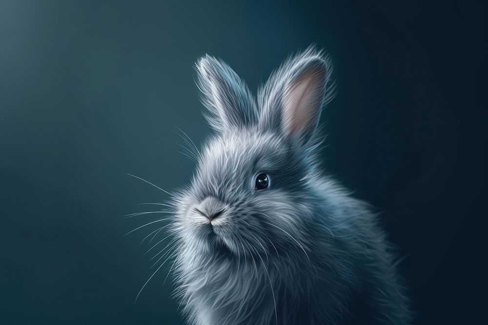 Gray fluffy rabbit mammal animal rodent.