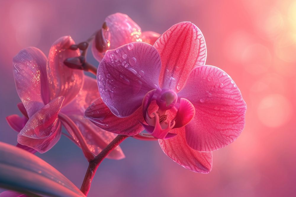 Rosy orchid blossom flower plant.