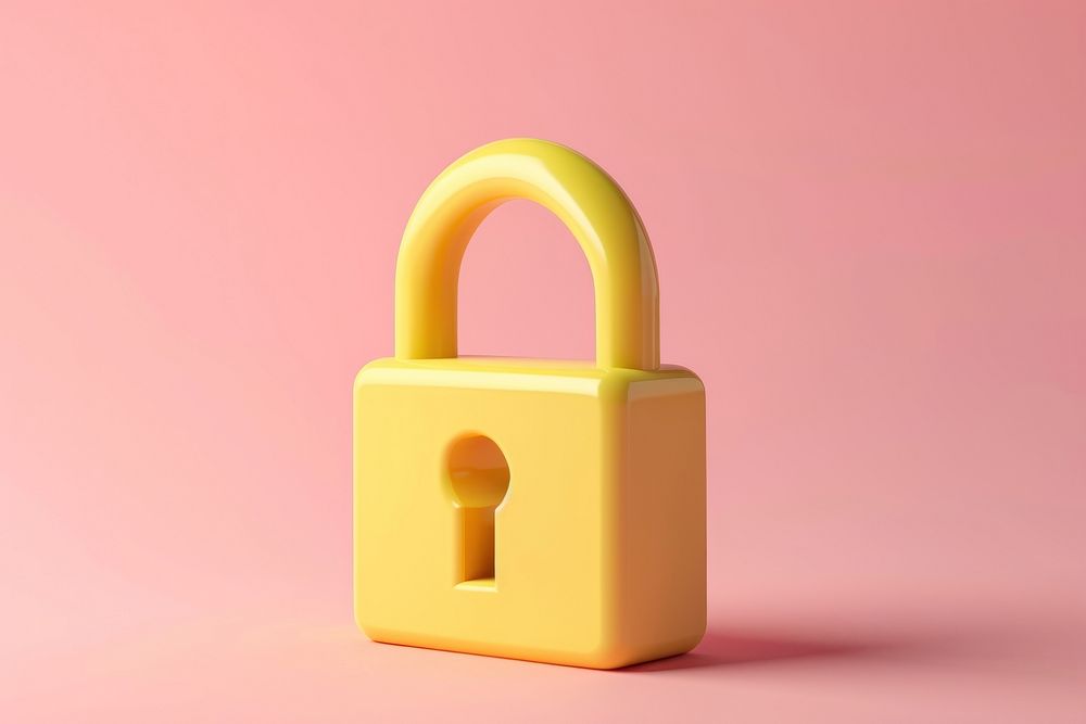 Yellow lock icon protection cosmetics security.