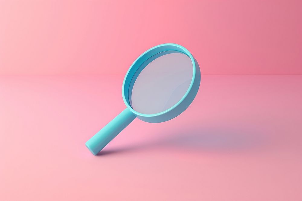 Blue magnifying glass circle green pink.