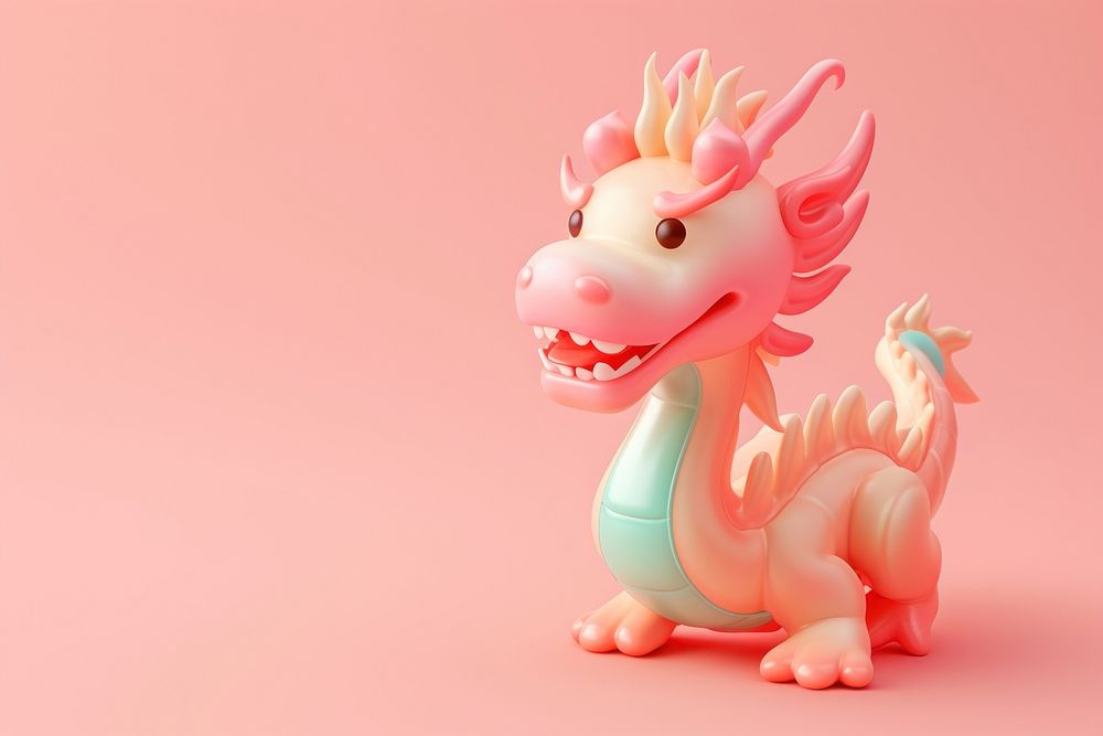 Chubby cute chinese dragon figurine cartoon representation.