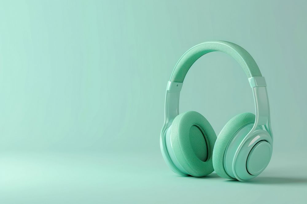 Green music icon headphones headset electronics.