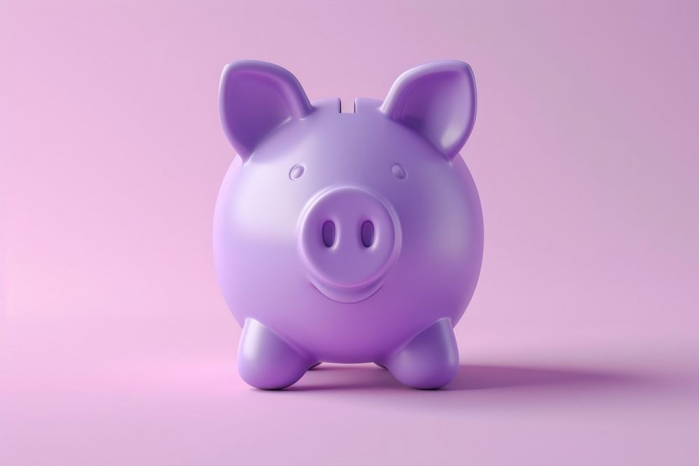 Purple piggy bank representation investment bankruptcy.