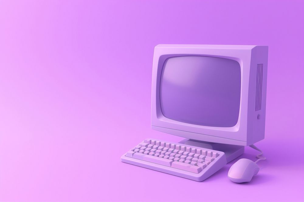 Purple retro computer icon screen electronics television.