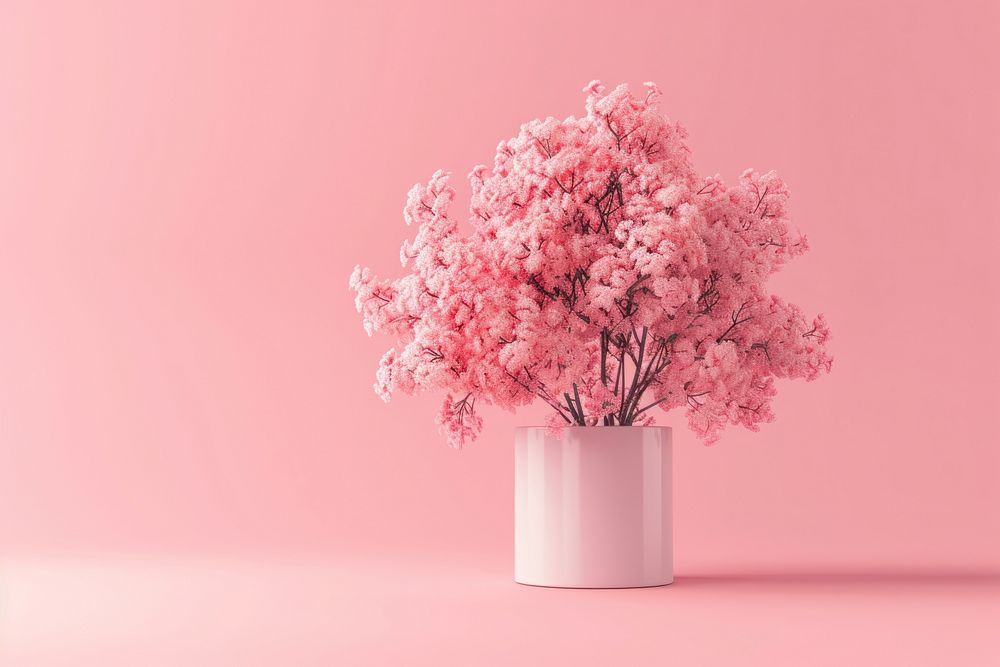 Simple flower bushes blossom plant vase.