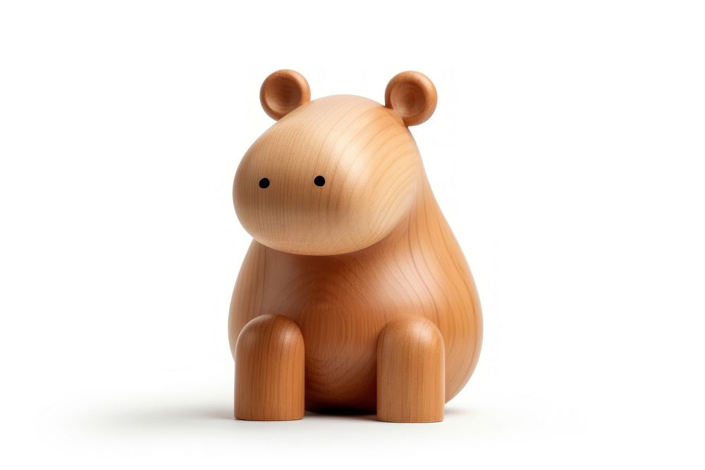 Simple hippo figurine toy white background.