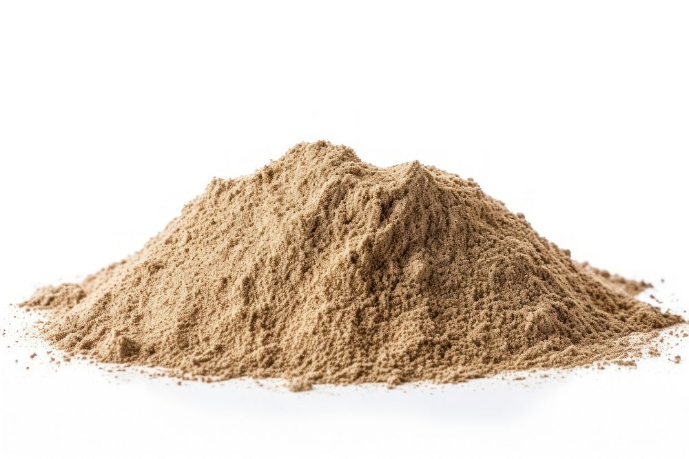 Sandy soil powder white background ingredient.