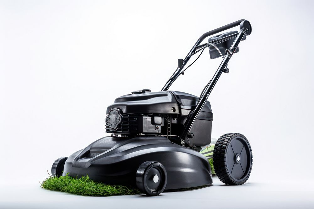 Black lawn mower grass plant equipment.