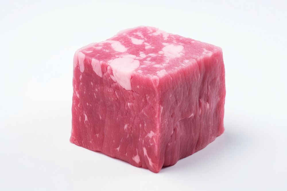 Cube of raw beef mineral food meat.