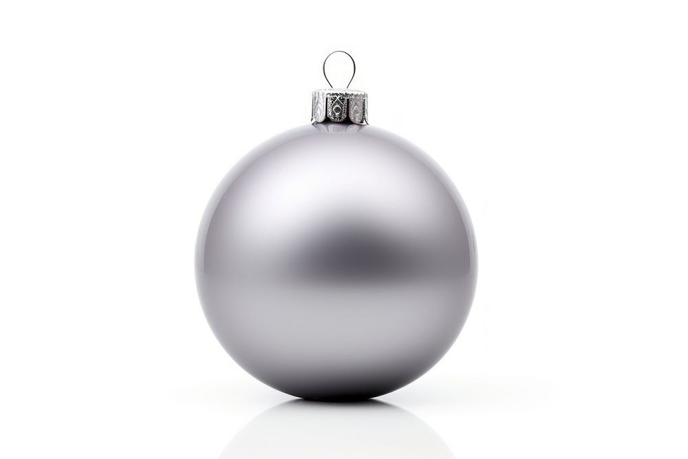 Grey christmas ball pearl white background celebration.