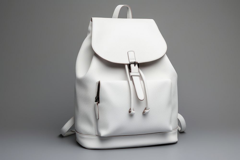 Bagpack handbag purse white.