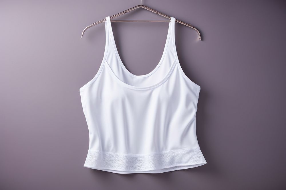 Gym clothes white coathanger undershirt.