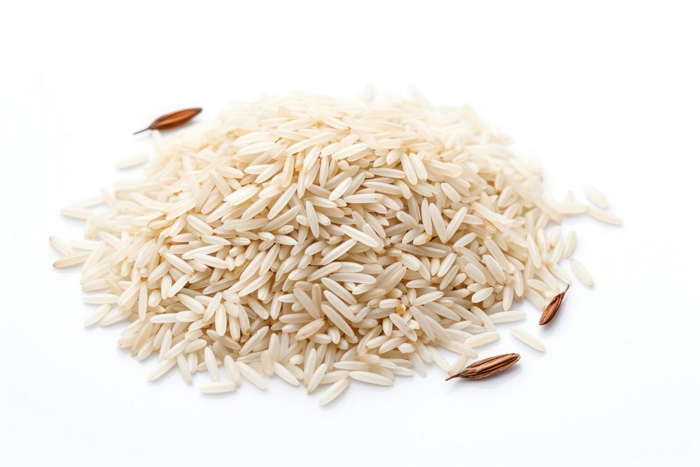 Basmati rice food white background ingredient.