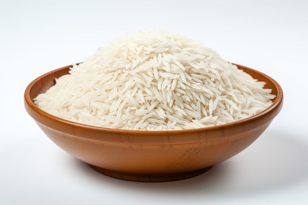 Basmati rice food white background ingredient.