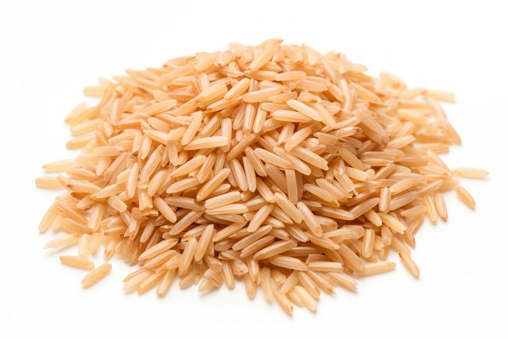 Brown rice food white background medication.
