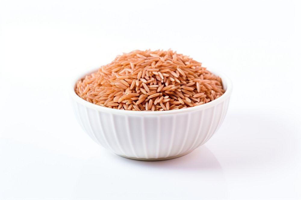 Brown rice food white background ingredient.