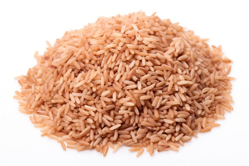 Brown rice food white background freshness.