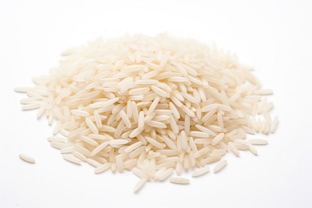 Parboiled rice food white background medication.