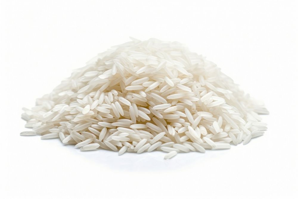 Parboiled rice white food white background.