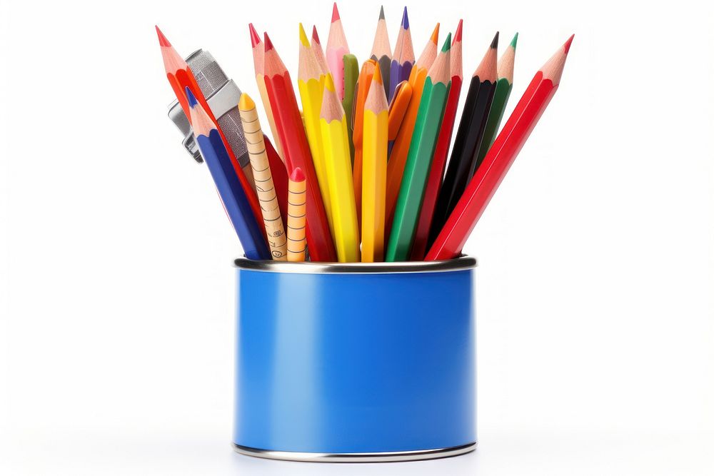 Pencil white background paintbrush container.