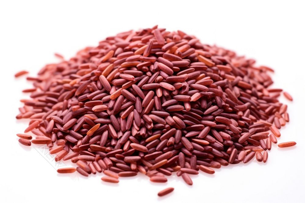 Red rice food white background ingredient.
