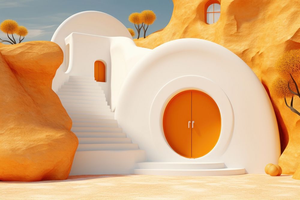 Surreal 3d landscapes architecture outdoors yellow.