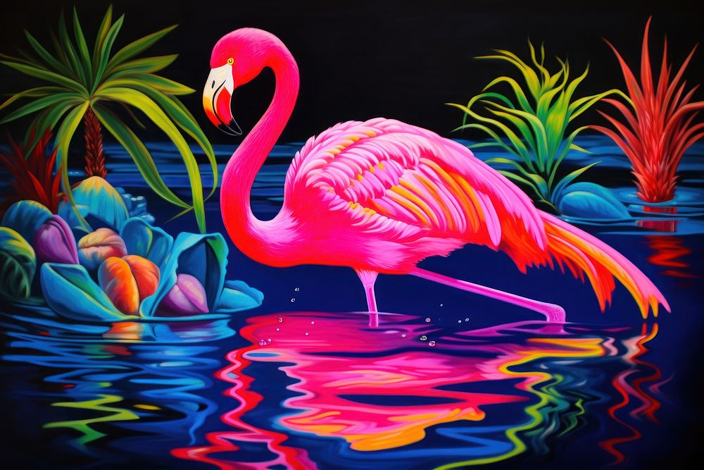 Flamingo flamingo painting animal.