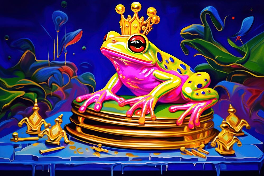 Frog king frog amphibian yellow.