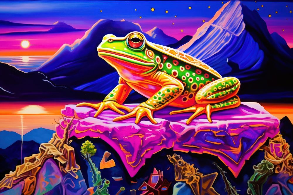 Frog king frog amphibian painting.