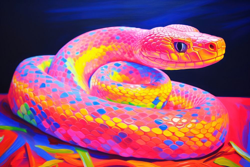 King Cobra reptile yellow purple.