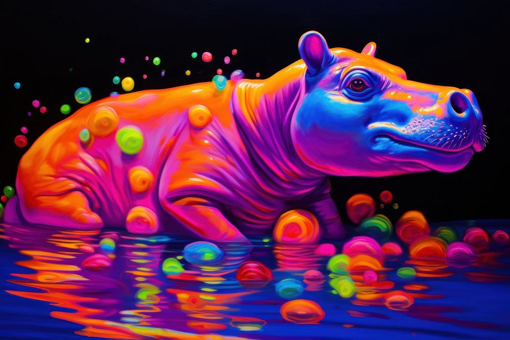 Hippo purple animal mammal.