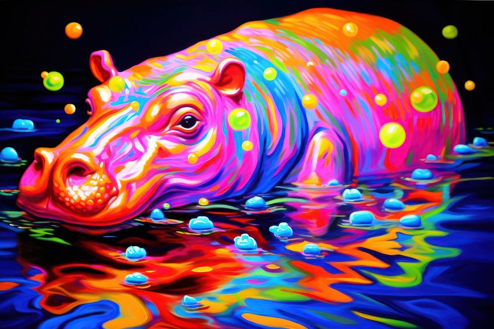 Hippo animal purple representation.