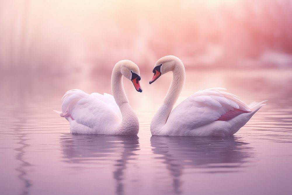 Couple swan and glister flare animal bird pink.