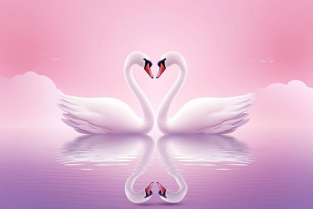 Couple swan on cloud flamingo animal bird.