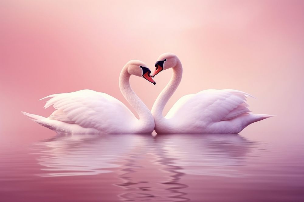 Couple swan shape animal bird pink.