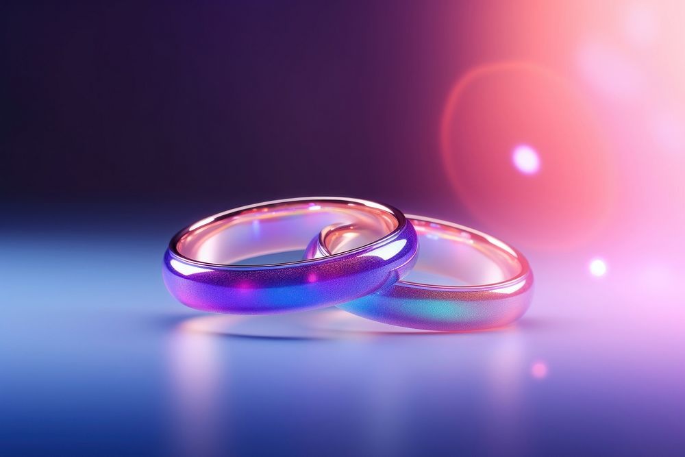 Love wedding rings neon jewelry purple red.