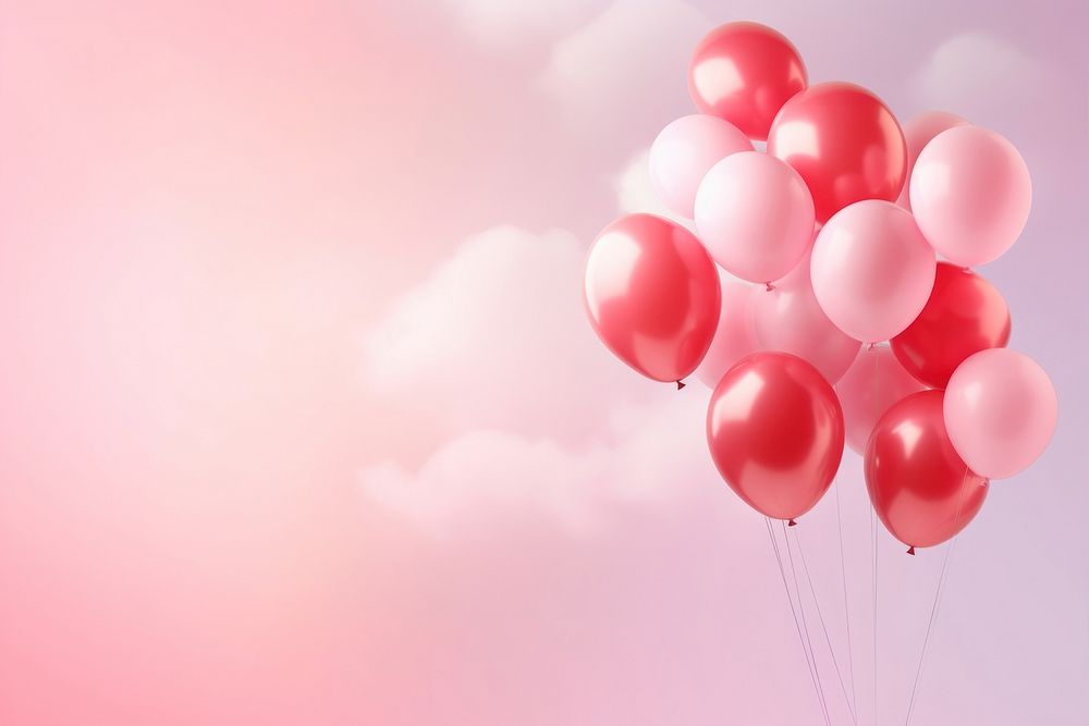 Minimal balloons snd cloud pink red anniversary.
