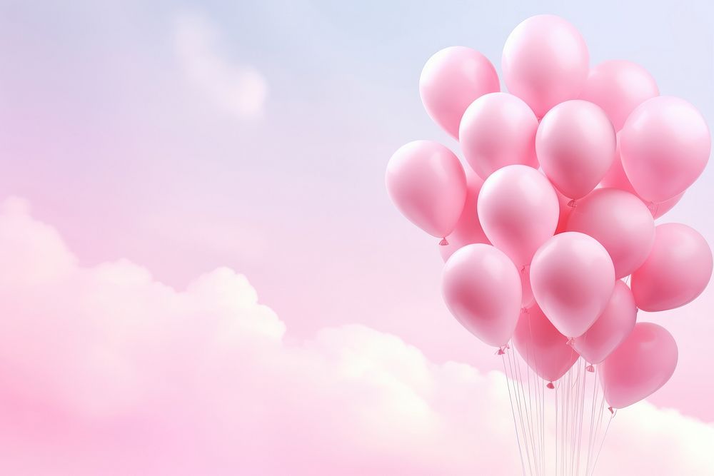 Minimal balloons snd cloud backgrounds pink celebration.