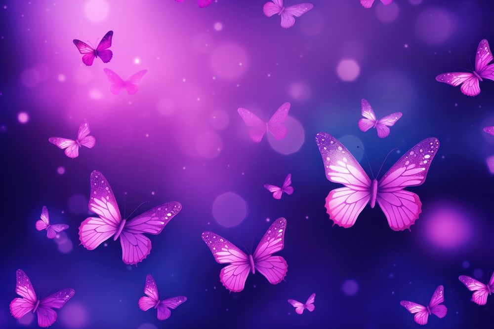 Purple butterflies neon backgrounds petal butterfly.