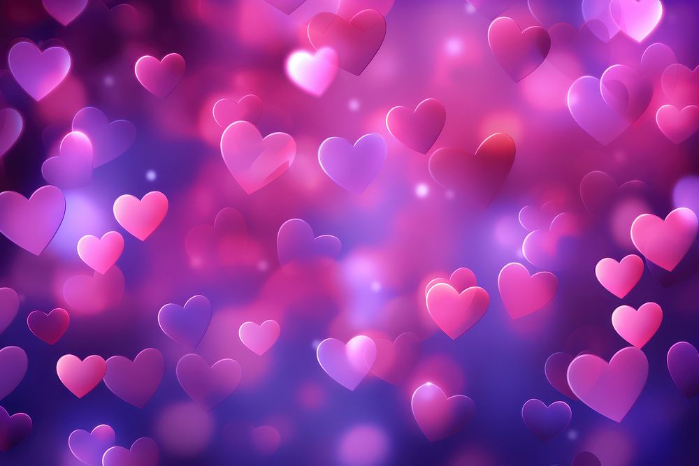 Purple hearts neon backgrounds abstract love.