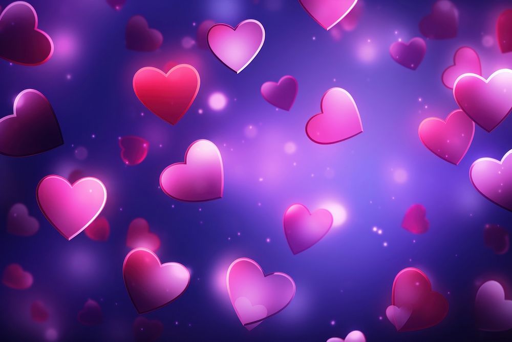 Purple hearts neon backgrounds abstract petal.